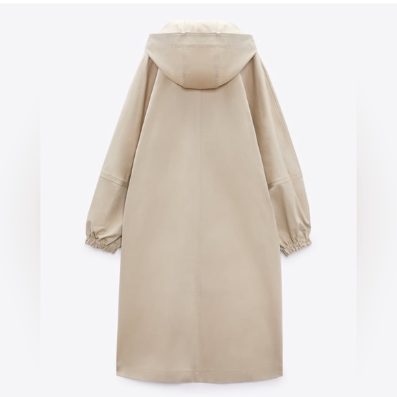 Zara | Jackets & Coats | Zara Light Beige Hooded Oversized Trench | Poshmark